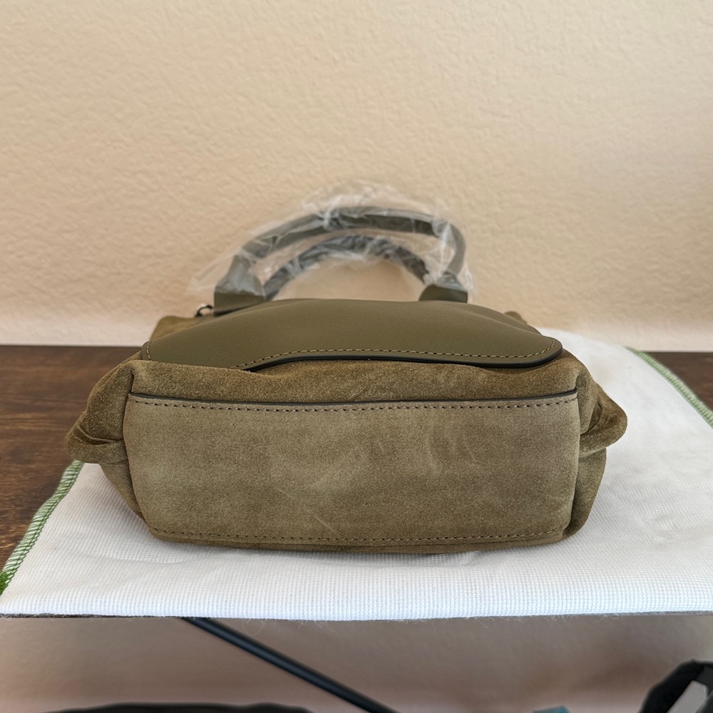 Longchamp Khaki Green Cabas Small Velvet Top Handle Bag - Picture 10 of 13